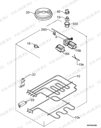 Взрыв-схема плиты (духовки) Faure CML692W-1 - Схема узла Electrical equipment 268